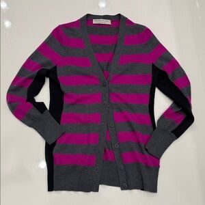 Trina Turk Pink and Gray Striped Cardigan Sz xs